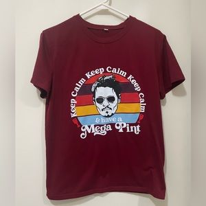 JOHNNY DEPP “Keep Calm, & Have a Mega Pint” T-Shirt, Size Medium